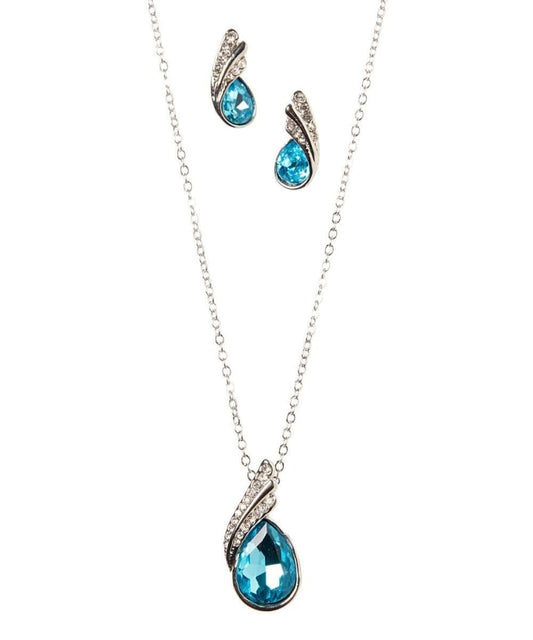 Sea Blue Crystal Necklace Set - TruGlo Fit #