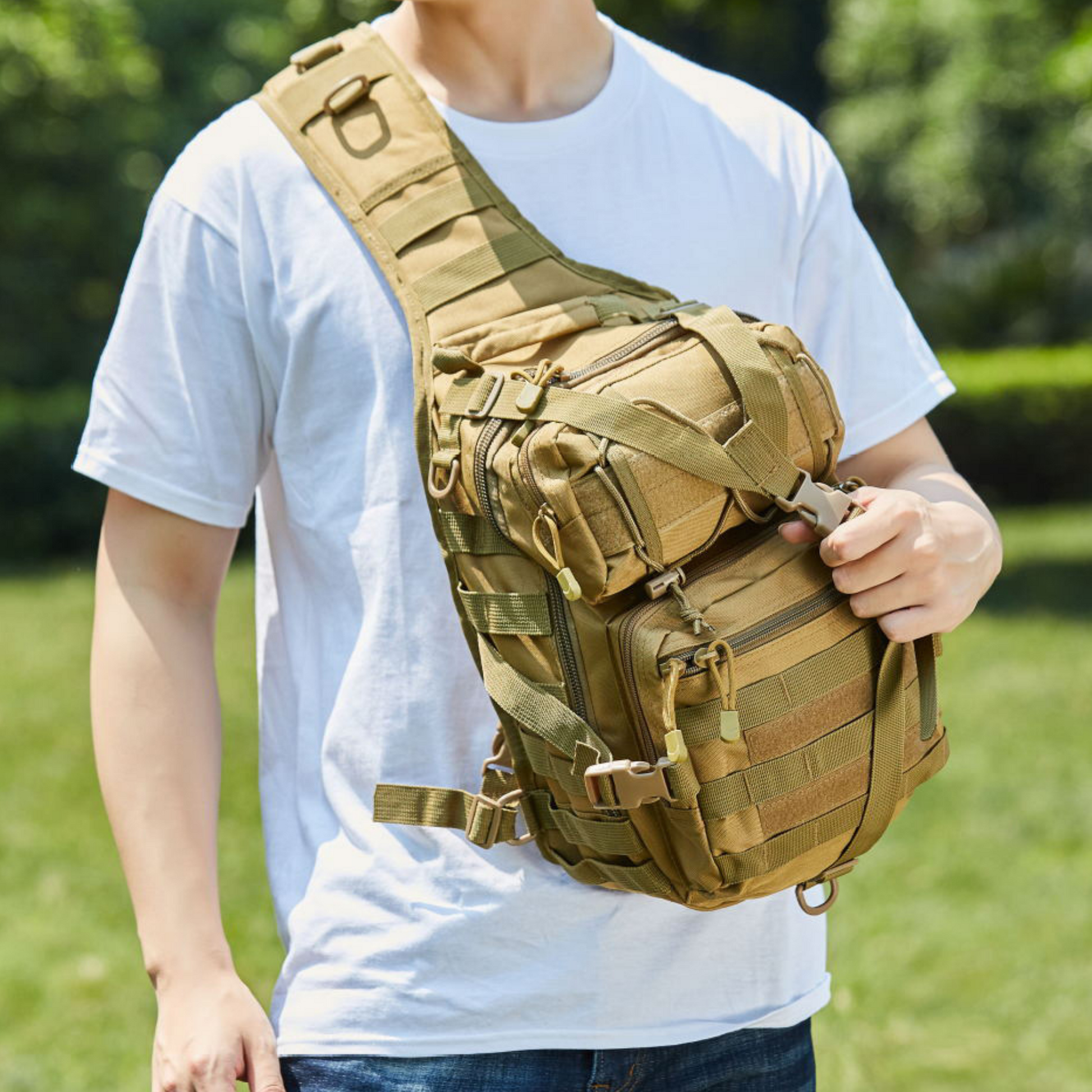 Tactical Military Sling Backpack 15L Shoulder Bag Molle Outdoor - TruGlo Fit #