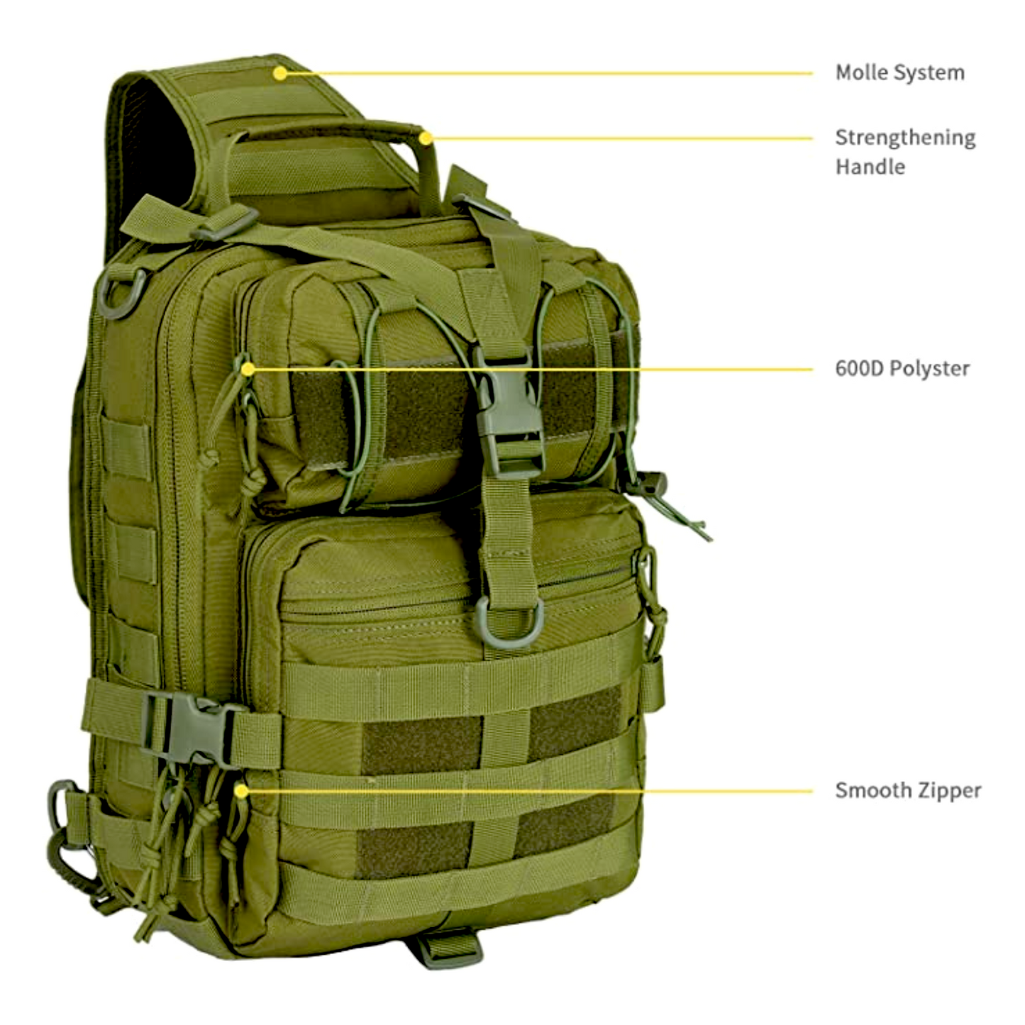 Tactical Military Sling Backpack 15L Shoulder Bag Molle Outdoor - TruGlo Fit #