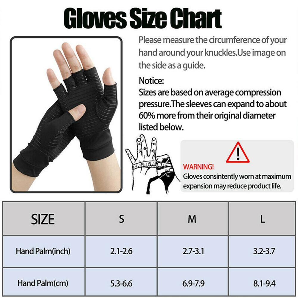 Compression Arthritis Glove Unisex Joint Pain Relief Half Finger Brace - TruGlo Fit #