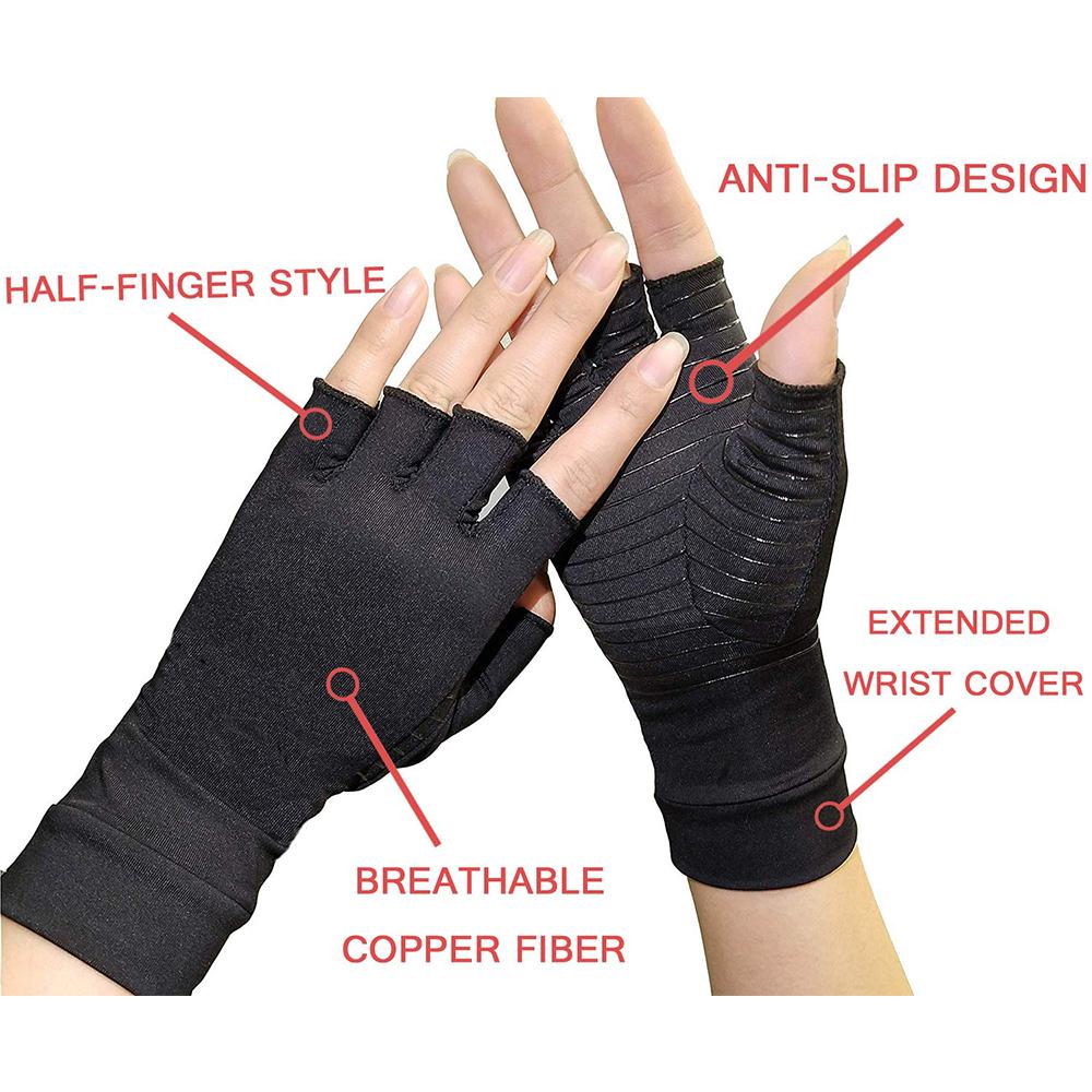 Compression Arthritis Glove Unisex Joint Pain Relief Half Finger Brace - TruGlo Fit #