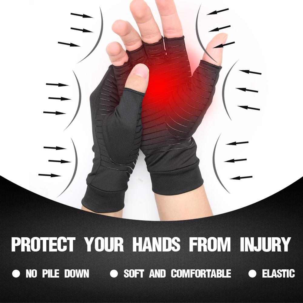 Compression Arthritis Glove Unisex Joint Pain Relief Half Finger Brace - TruGlo Fit #