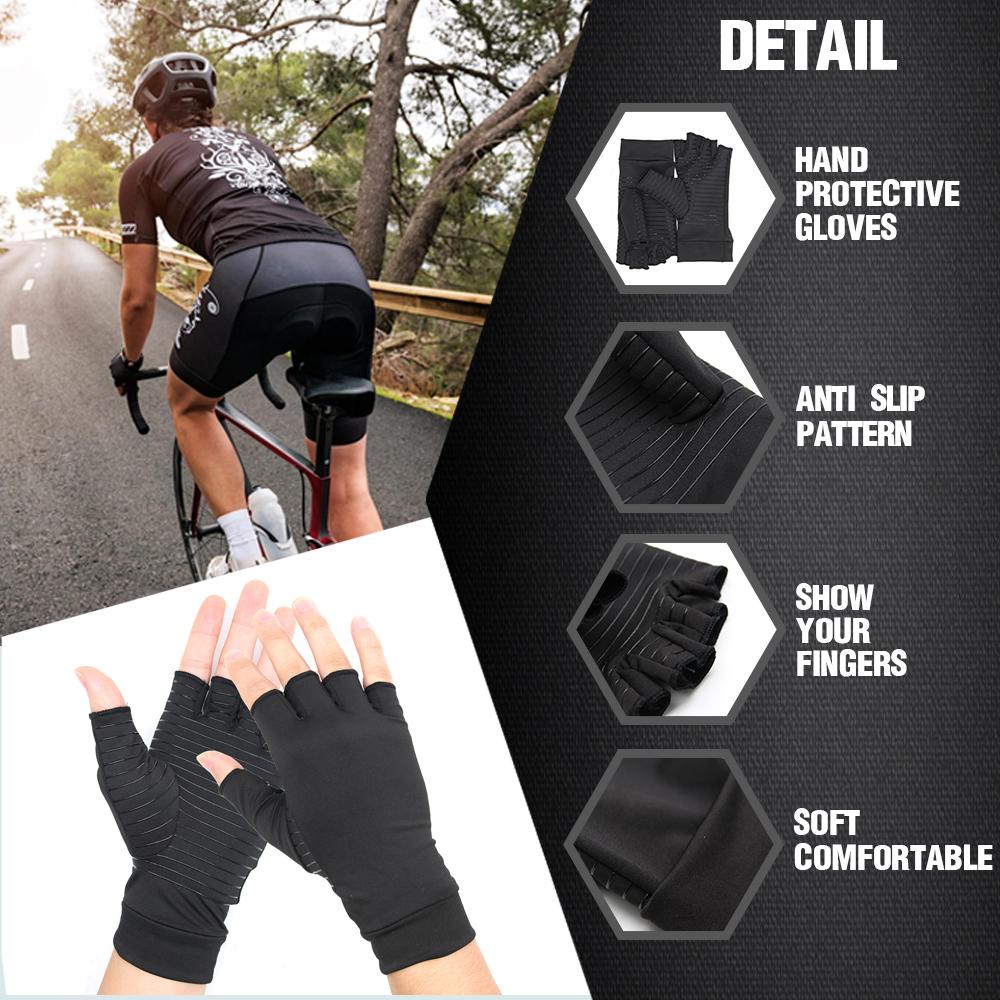 Compression Arthritis Glove Unisex Joint Pain Relief Half Finger Brace - TruGlo Fit #