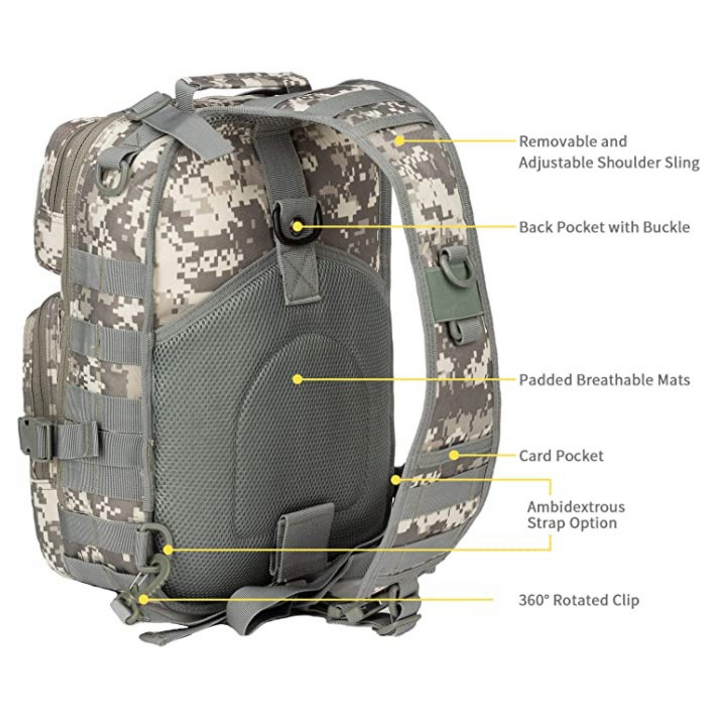 Tactical Military Sling Backpack 15L Shoulder Bag Molle Outdoor - TruGlo Fit #