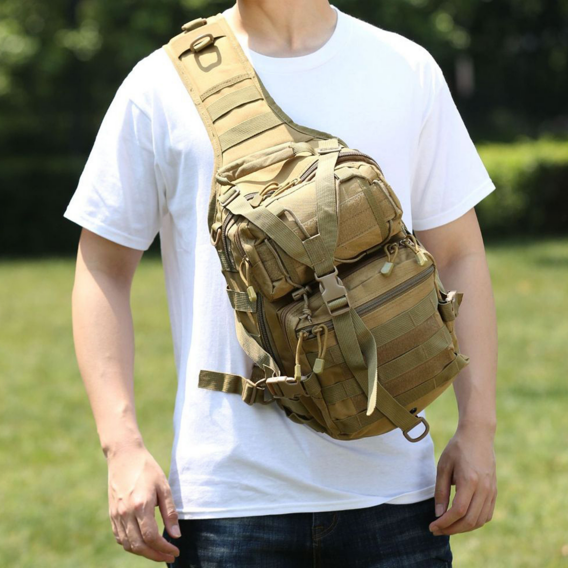 Tactical Military Sling Backpack 15L Shoulder Bag Molle Outdoor - TruGlo Fit #