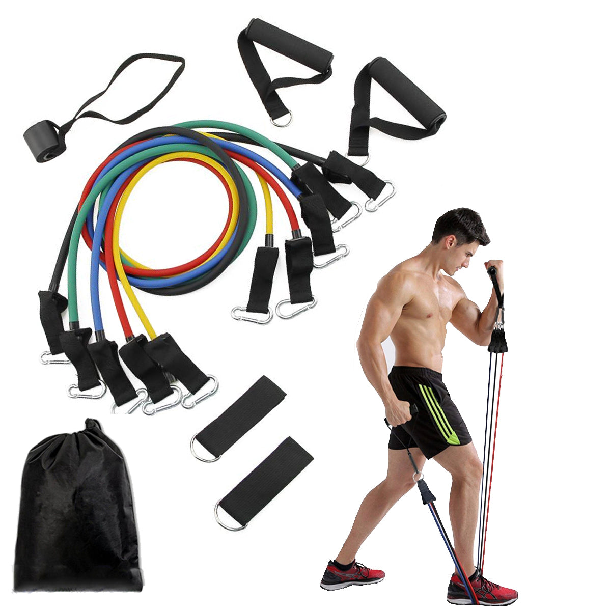 11 Pieces Resistance Bands Set Exercise Bands - TruGlo Fit #