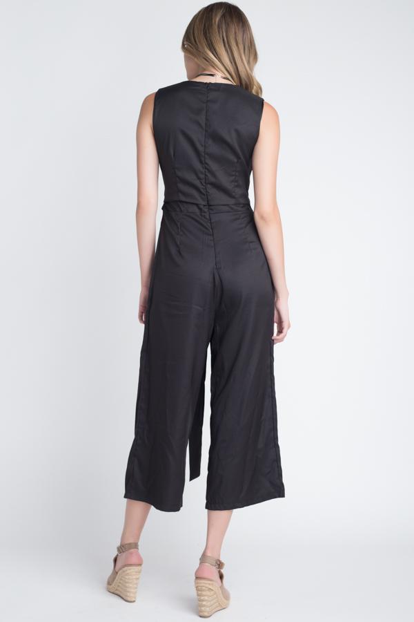 Women's Sleeveless Tie Jumpsuit with Slit - TruGlo Fit #