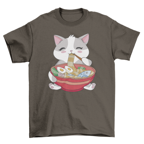 Cat animal eating ramen t-shirt - TruGlo Fit #