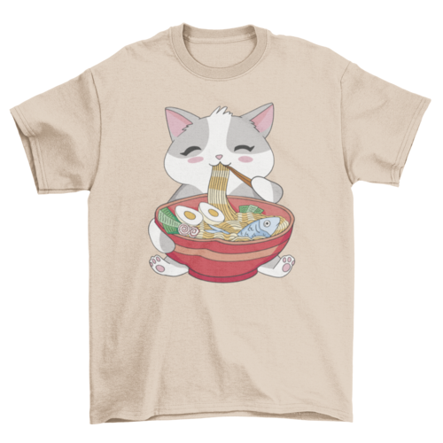 Cat animal eating ramen t-shirt - TruGlo Fit #