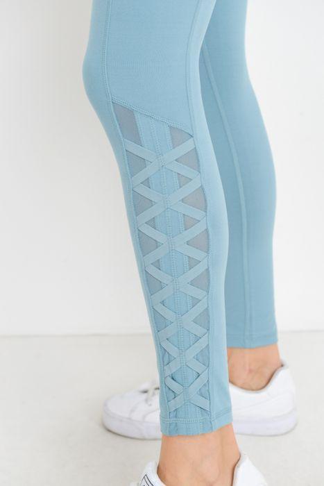 Highwaist Hybrid Mesh & Lattice Straps Full Pocket Leggings - TruGlo Fit #