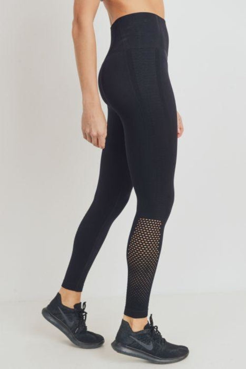 Ribbed and Perforated Seamless Highwaist Leggings - TruGlo Fit #