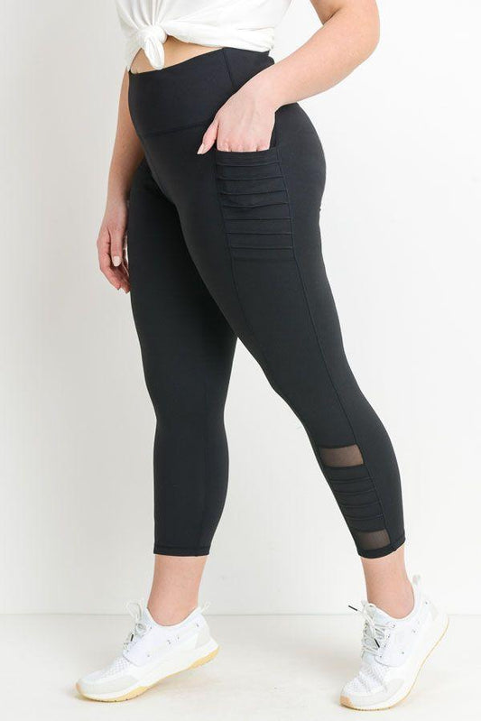 Highwaist Moto Ribbed Full Leggings with Pockets - TruGlo Fit #