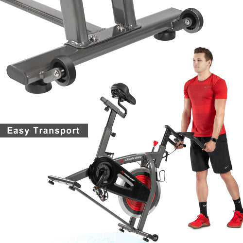 Indoor Cycling Bike 4-Way Adjustable Handlebar & Seat LCD Monitor - TruGlo Fit #