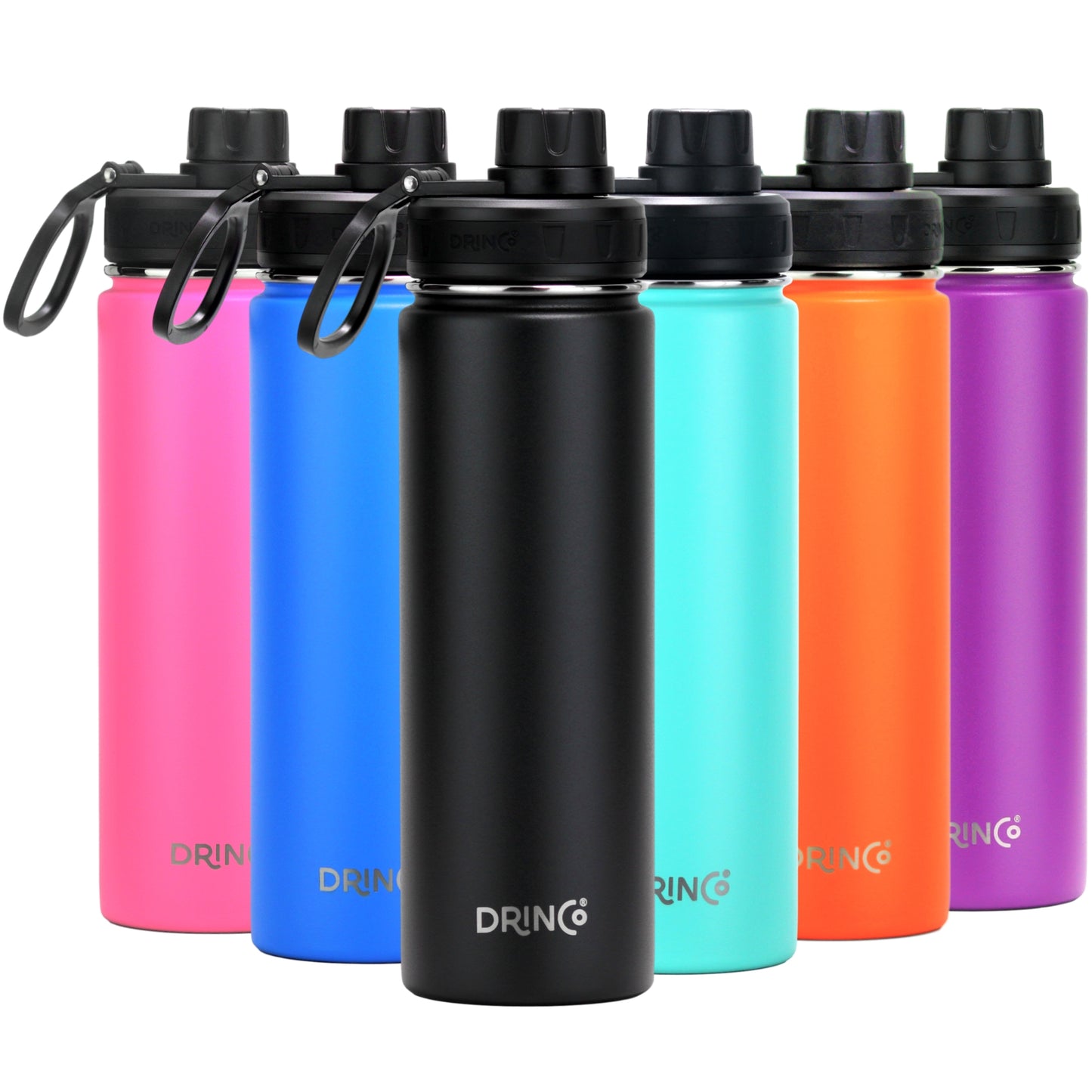 DRINCO® 22oz Stainless Steel Sport Water Bottle - Black - TruGlo Fit #