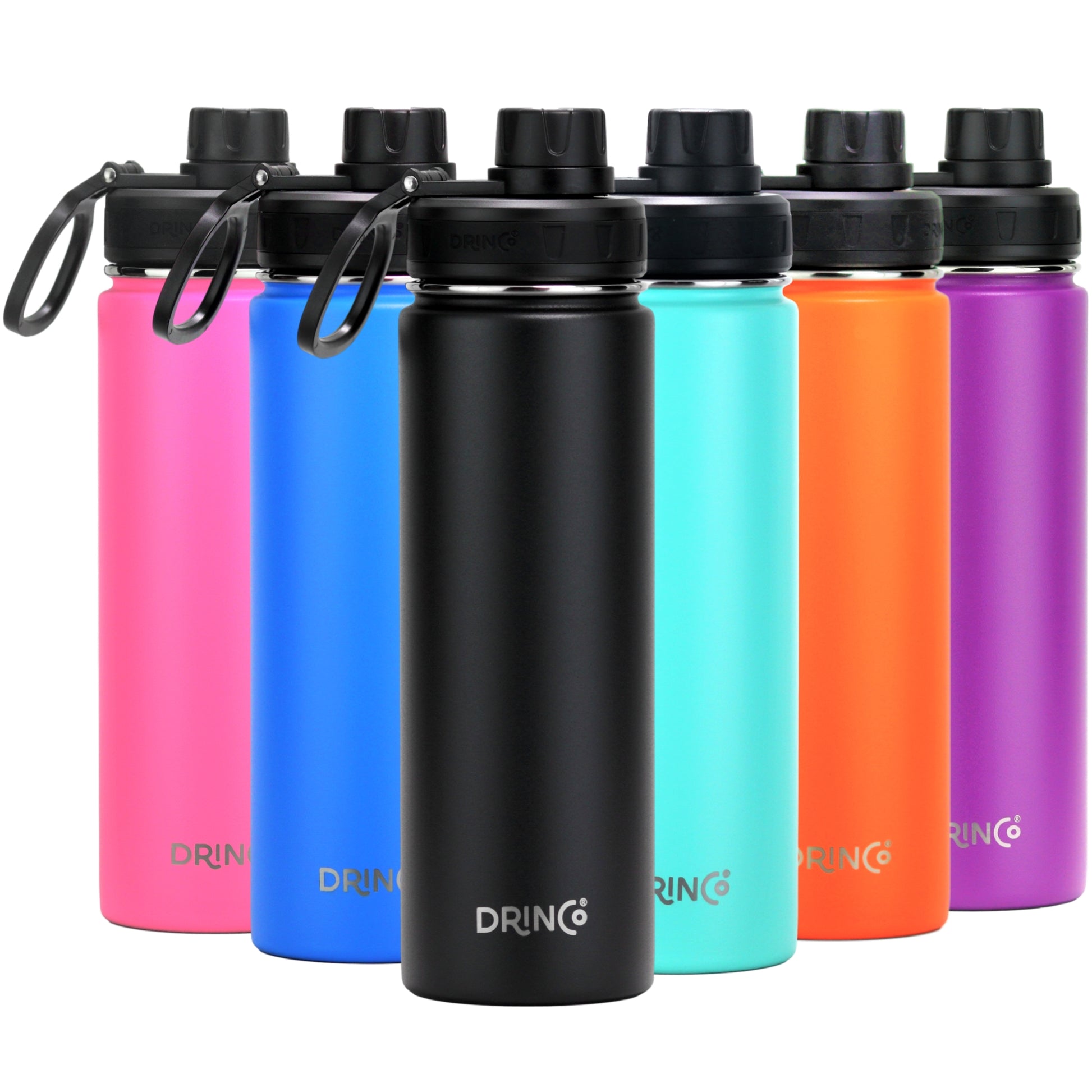 DRINCO® 22oz Stainless Steel Sport Water Bottle - Black - TruGlo Fit #