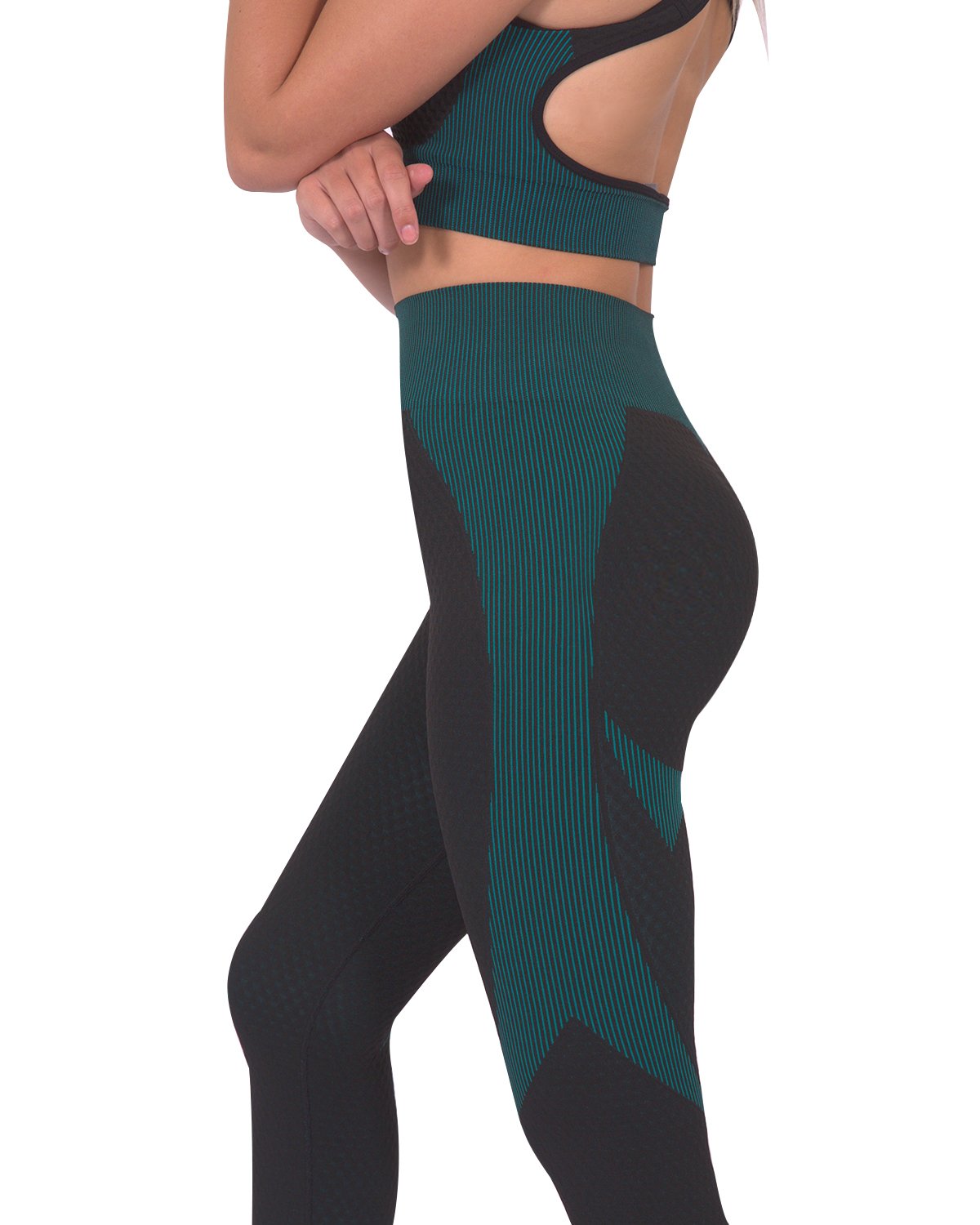 Trois Seamless Legging - Black with Blue - TruGlo Fit #