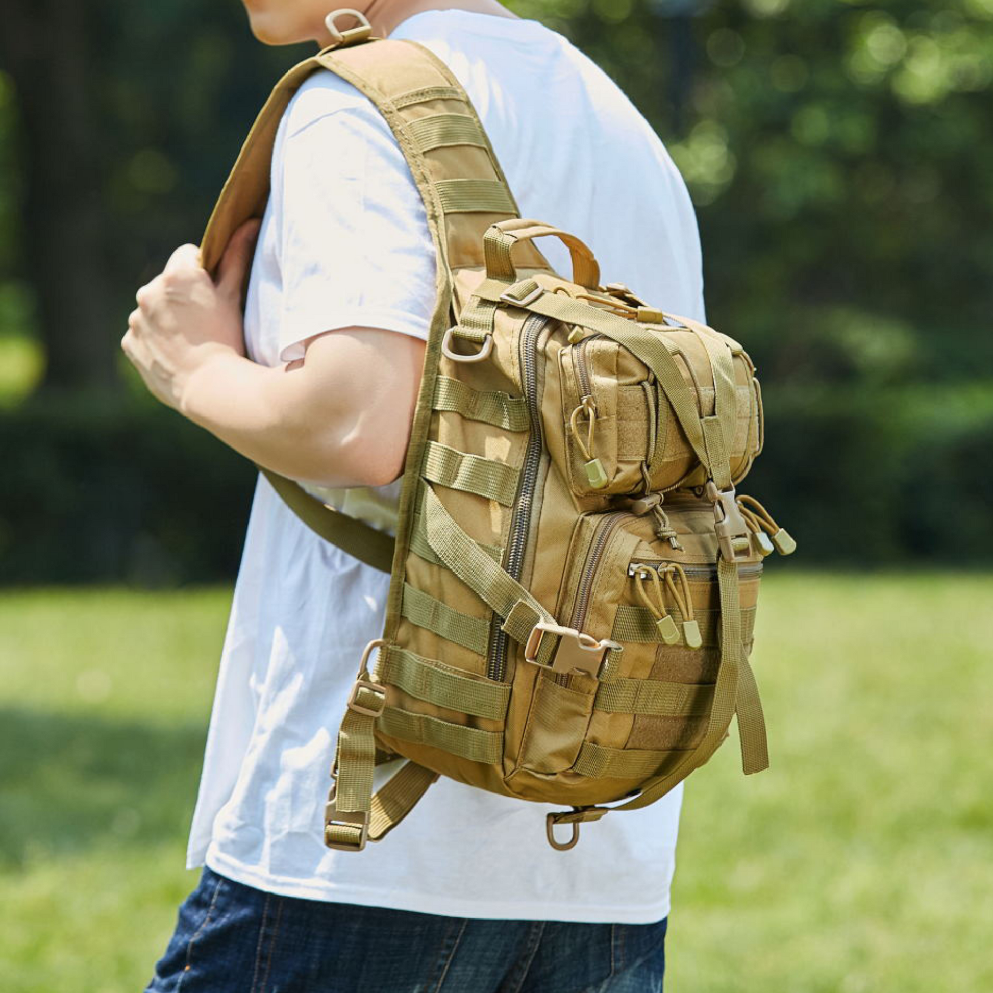 Tactical Military Sling Backpack 15L Shoulder Bag Molle Outdoor - TruGlo Fit #