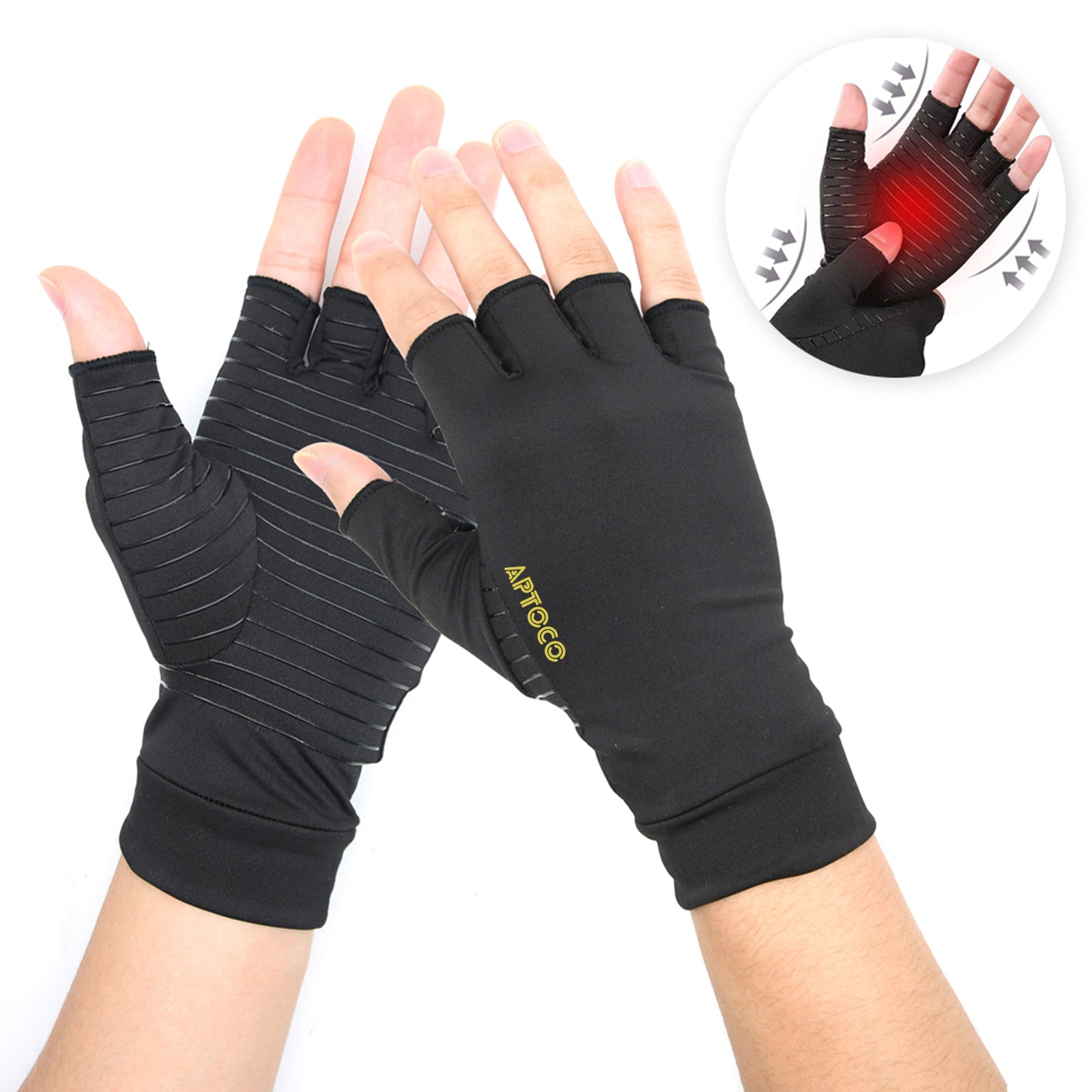 Arthritis Gloves for Men Women, Compression Copper Fiber Anti Slip - TruGlo Fit #